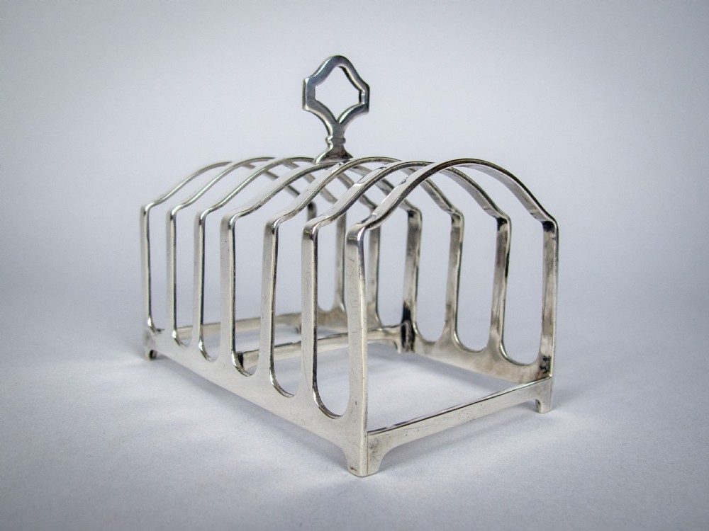 George V Sterling Silver 7 Bar Toast Rack by Adie Brothers, Birmingham, 1926 View III