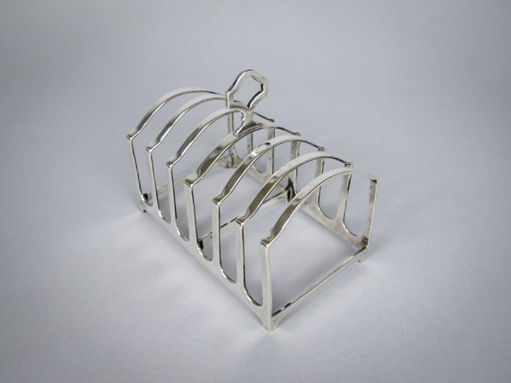 George V Sterling Silver 7 Bar Toast Rack by Adie Brothers, Birmingham, 1926 View VII