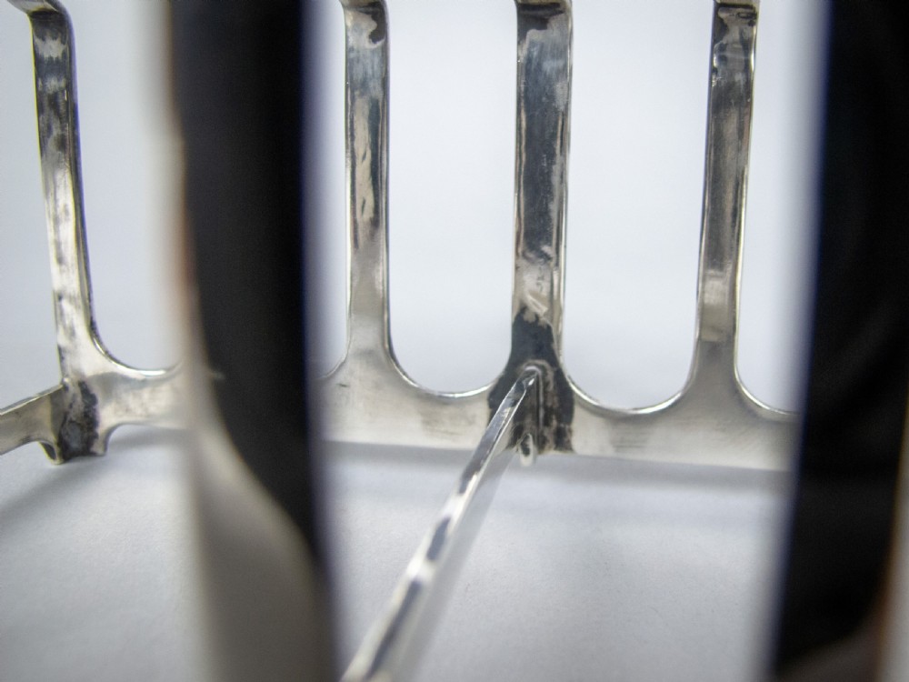 George V Sterling Silver 7 Bar Toast Rack by Adie Brothers, Birmingham, 1926 View IX