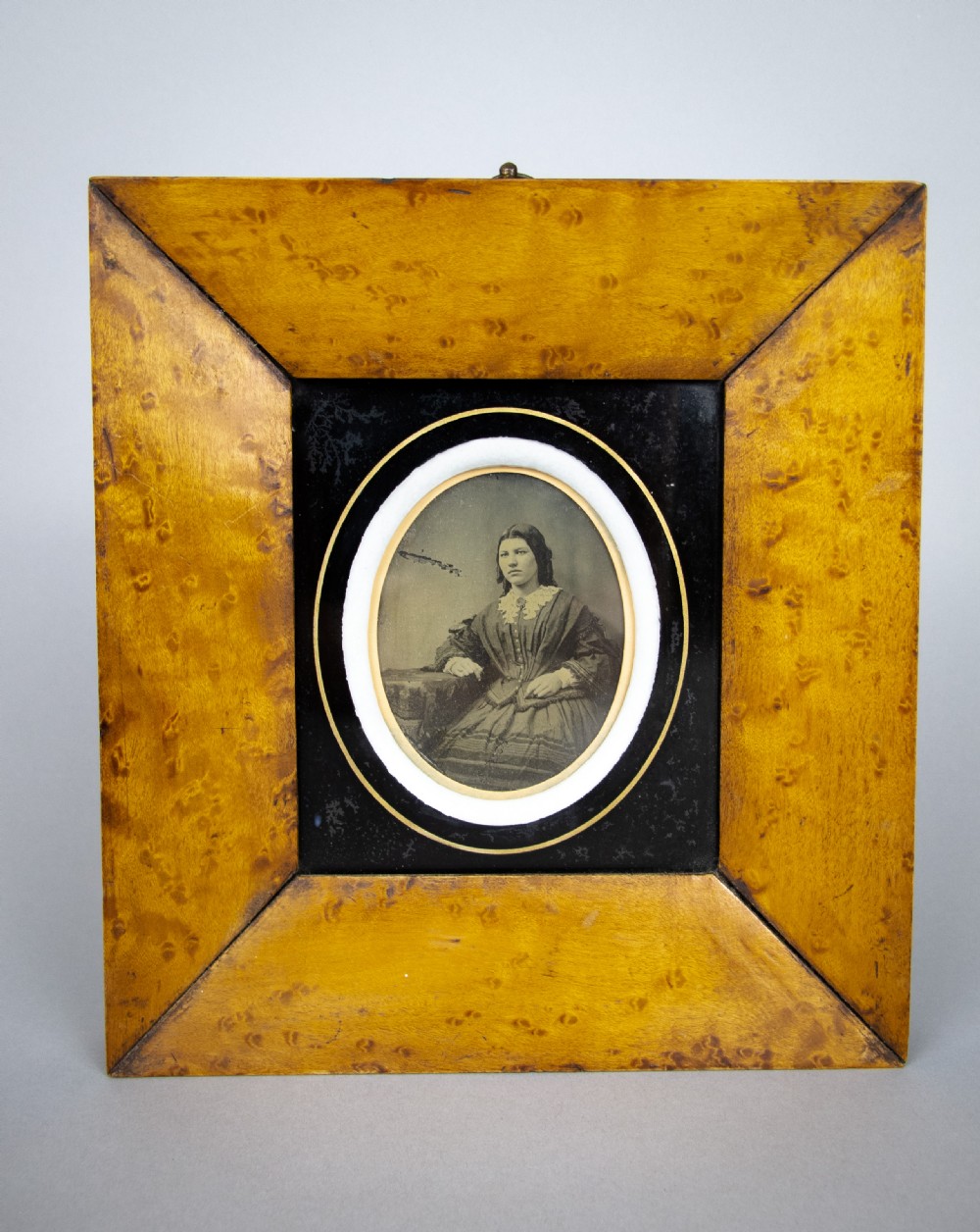 19th Century Ambrotype Of A Young Seated Lady In Original Frame.