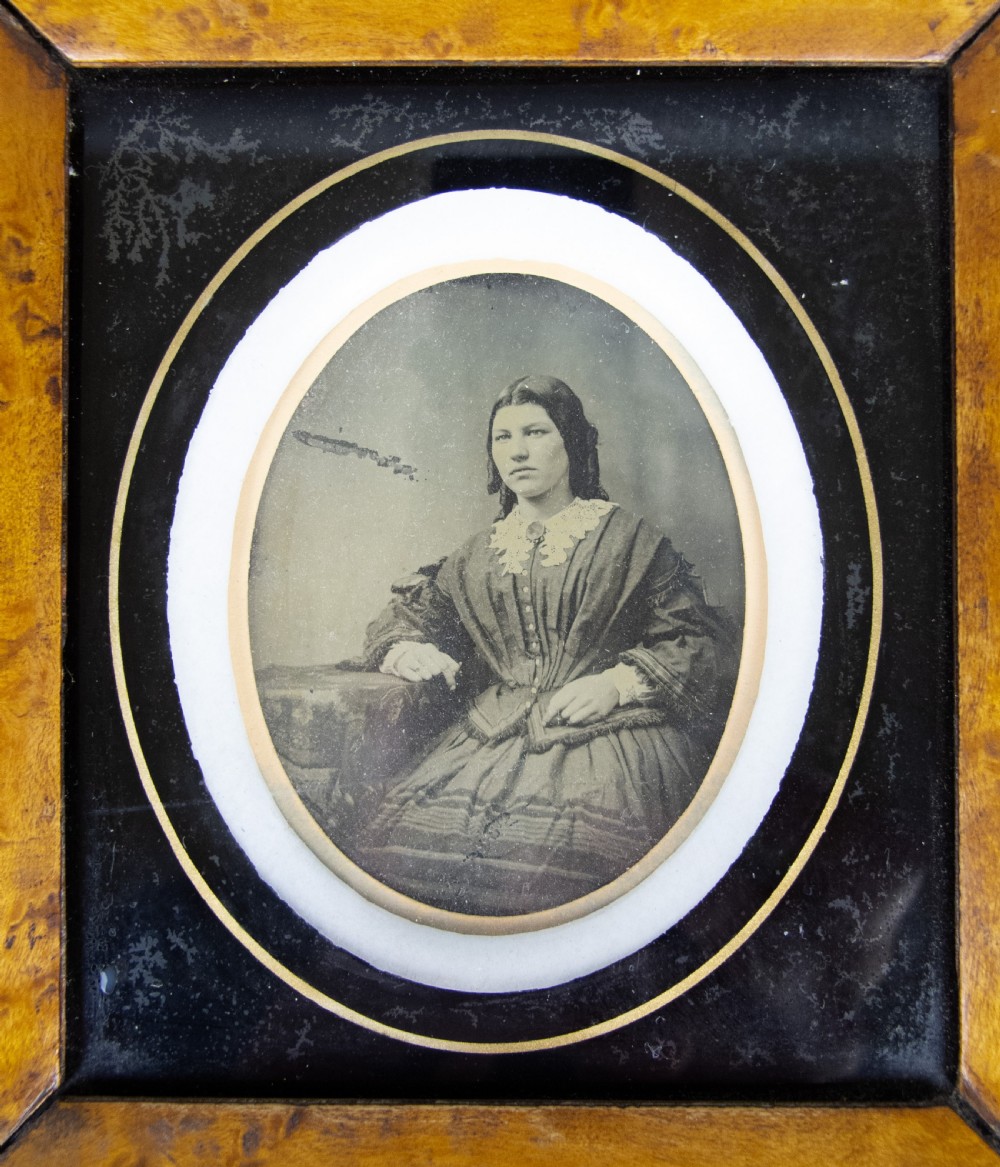 19th Century Ambrotype Of A Young Seated Lady In Original Frame. View II