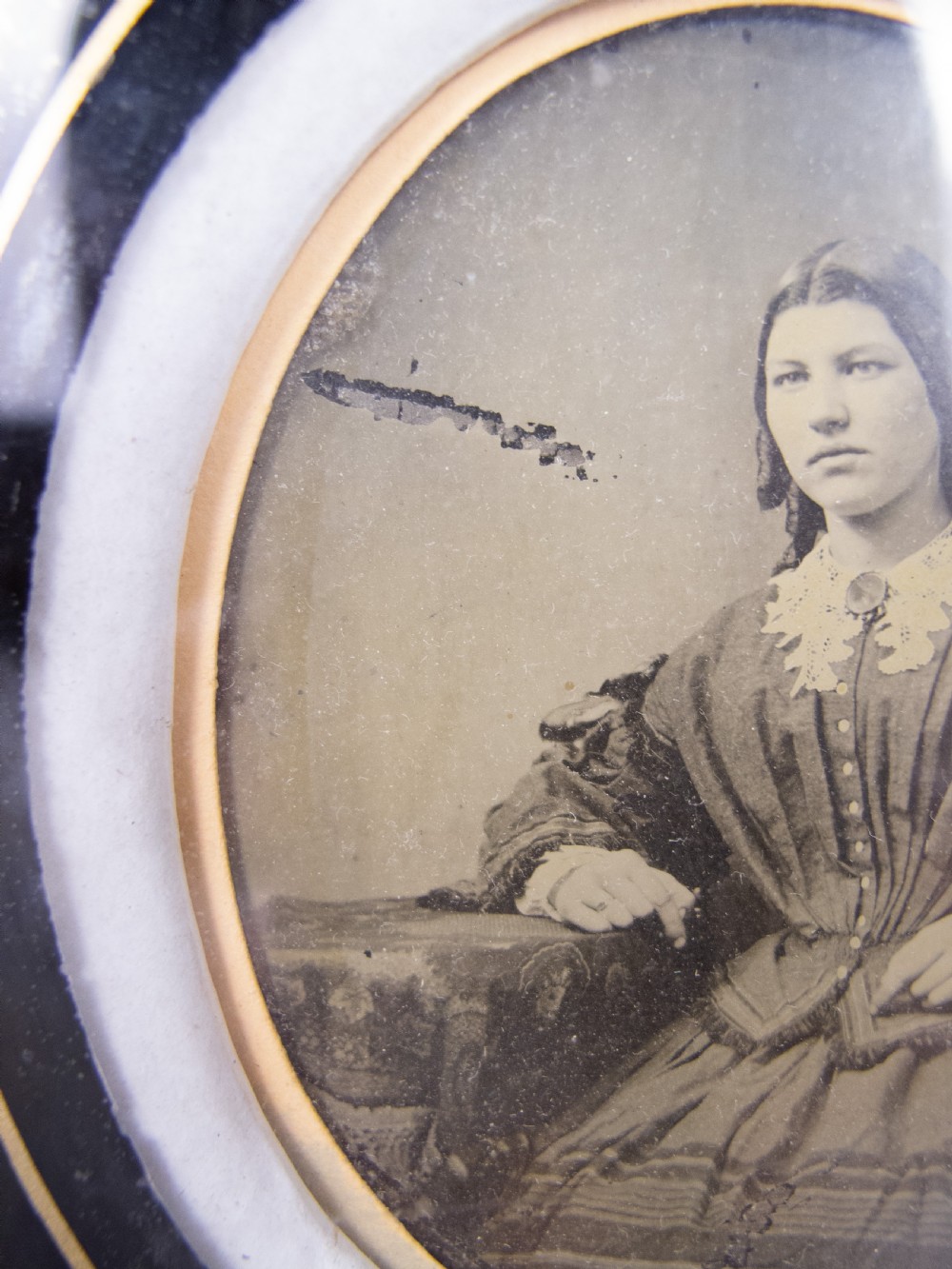 19th Century Ambrotype Of A Young Seated Lady In Original Frame. View IV