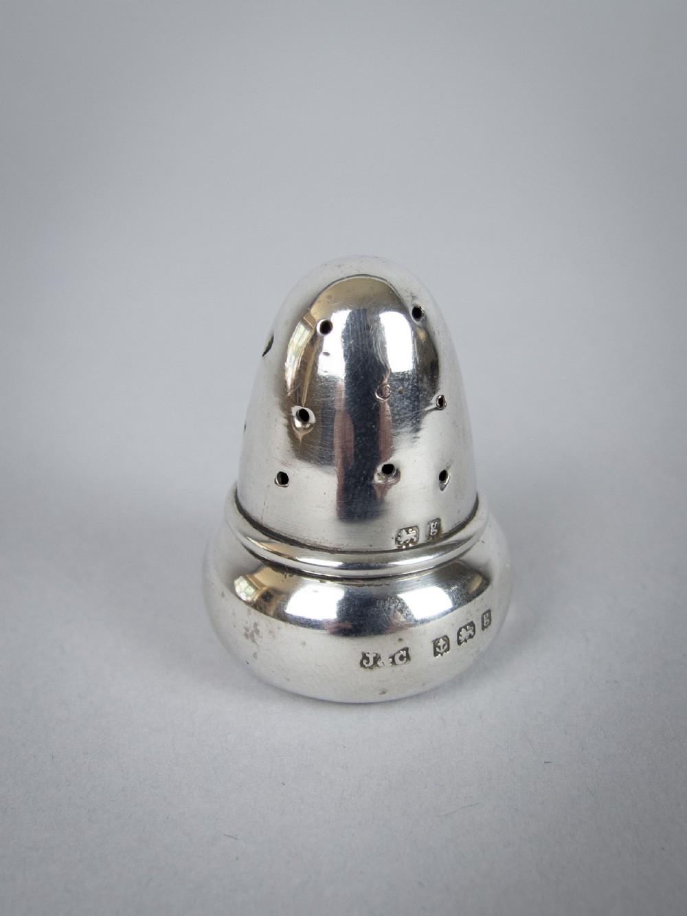 Miniature Silver Acorn Salt Shaker by Jones & Crompton, Birmingham, 1906