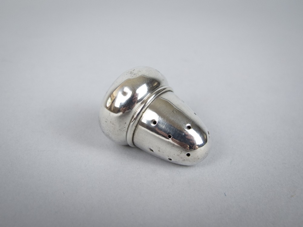 Miniature Silver Acorn Salt Shaker by Jones & Crompton, Birmingham, 1906 View V