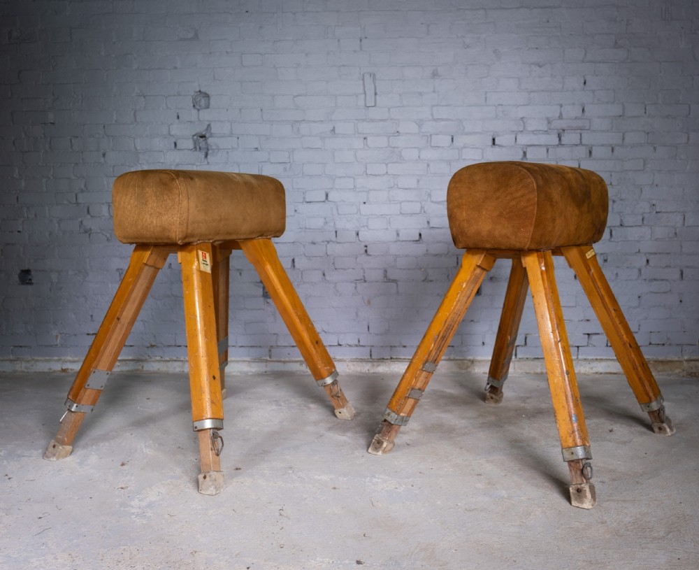 Near Pair Of Suede Niels Larsen & Son Pommel Horses, c.1920 & 40.