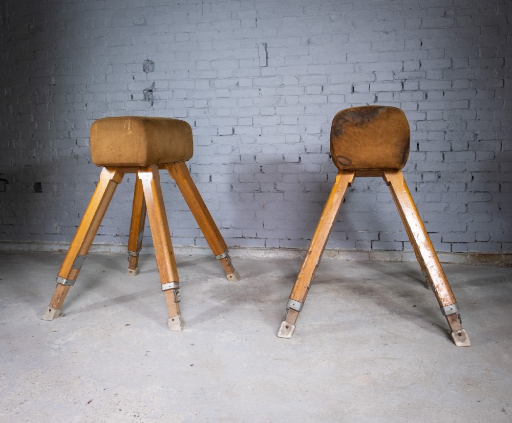 Near Pair Of Suede Niels Larsen & Son Pommel Horses, c.1920 & 40. View V
