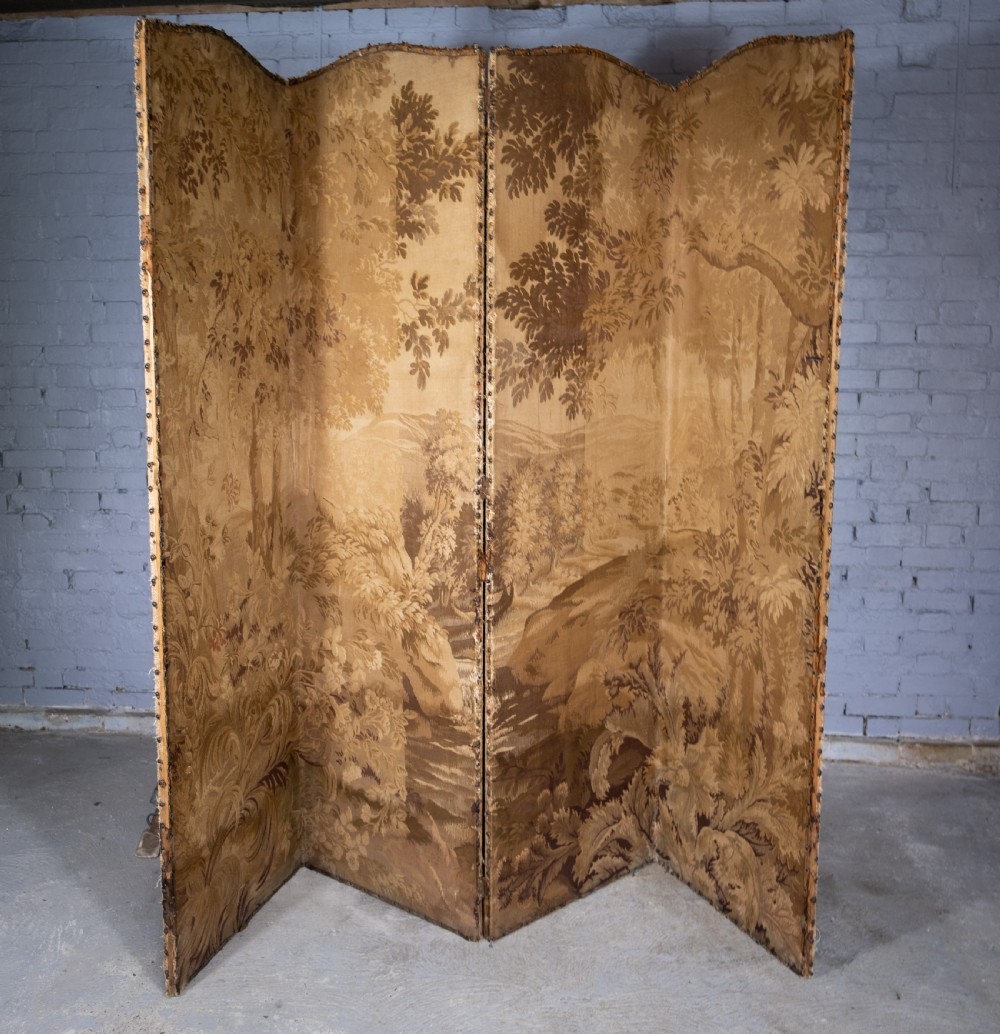 19th Century French Tapestry Four Panel Room Divider View IV