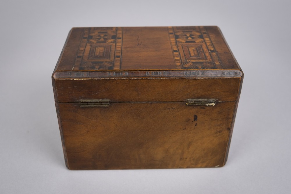 19th Century Walnut Marquetry Twin Compartment Tea Caddy  View VI