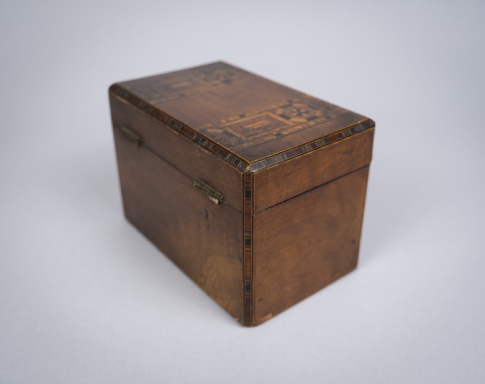 19th Century Walnut Marquetry Twin Compartment Tea Caddy  View VII