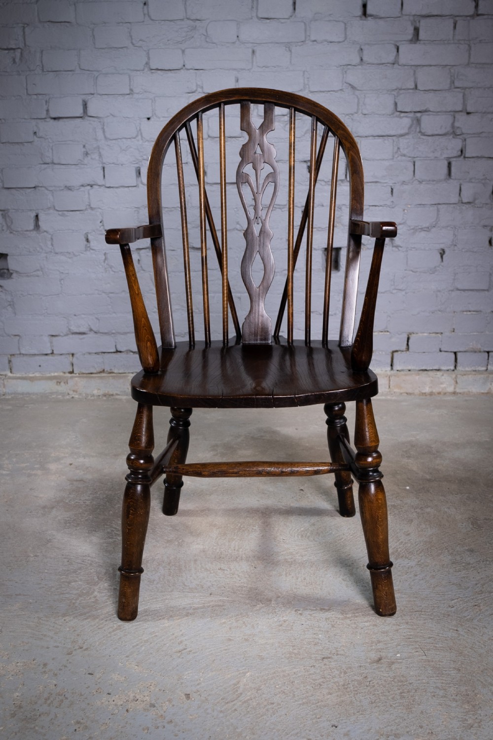 Oak & Elm Prince Of Wales Feathers Windsor Chair, c.1860.
