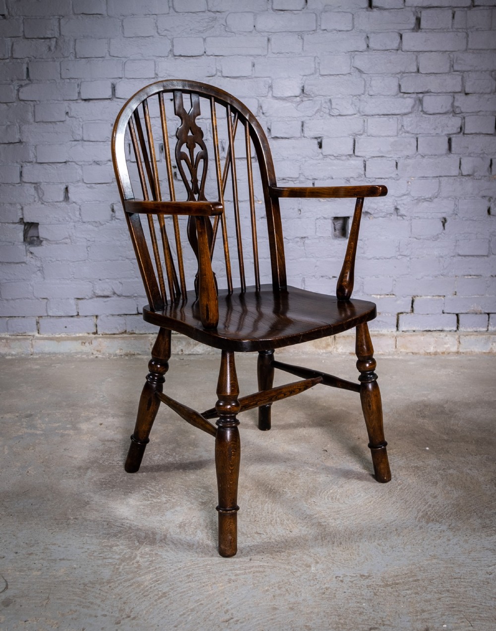 Oak & Elm Prince Of Wales Feathers Windsor Chair, c.1860. View II