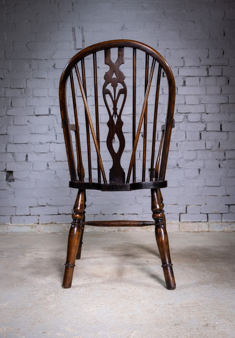 Oak & Elm Prince Of Wales Feathers Windsor Chair, c.1860. View IV