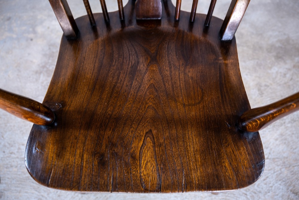 Oak & Elm Prince Of Wales Feathers Windsor Chair, c.1860. View V