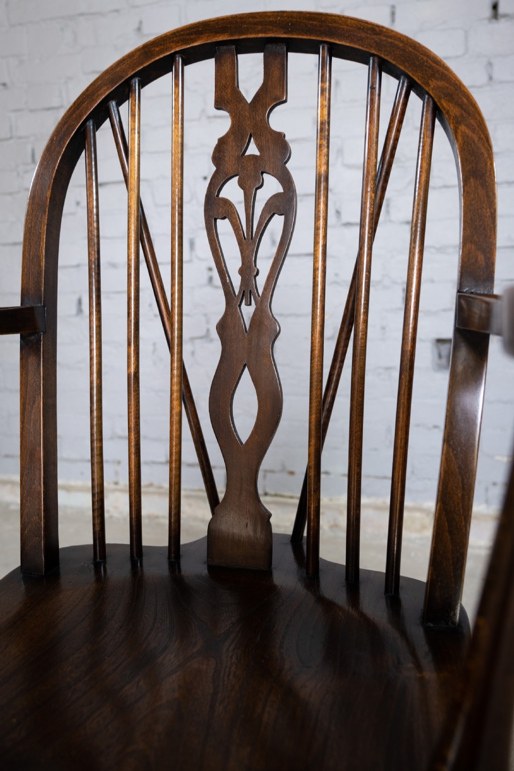 Oak & Elm Prince Of Wales Feathers Windsor Chair, c.1860. View X