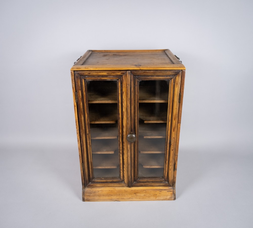 Early 20th Century Glazed Pine Collector's Cabinet. View III