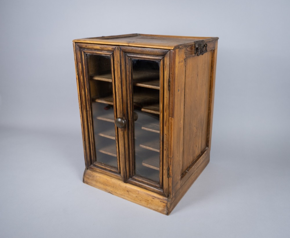 Early 20th Century Glazed Pine Collector's Cabinet. View IV