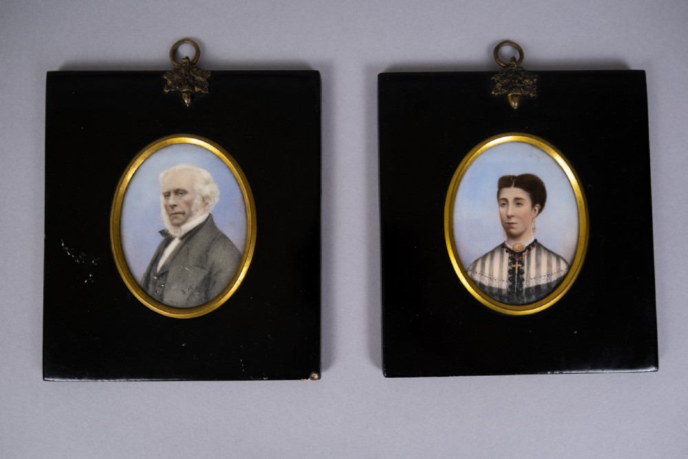 Early 19th Century Pair Of Miniature Portraits (Gentleman & Lady), c.1810