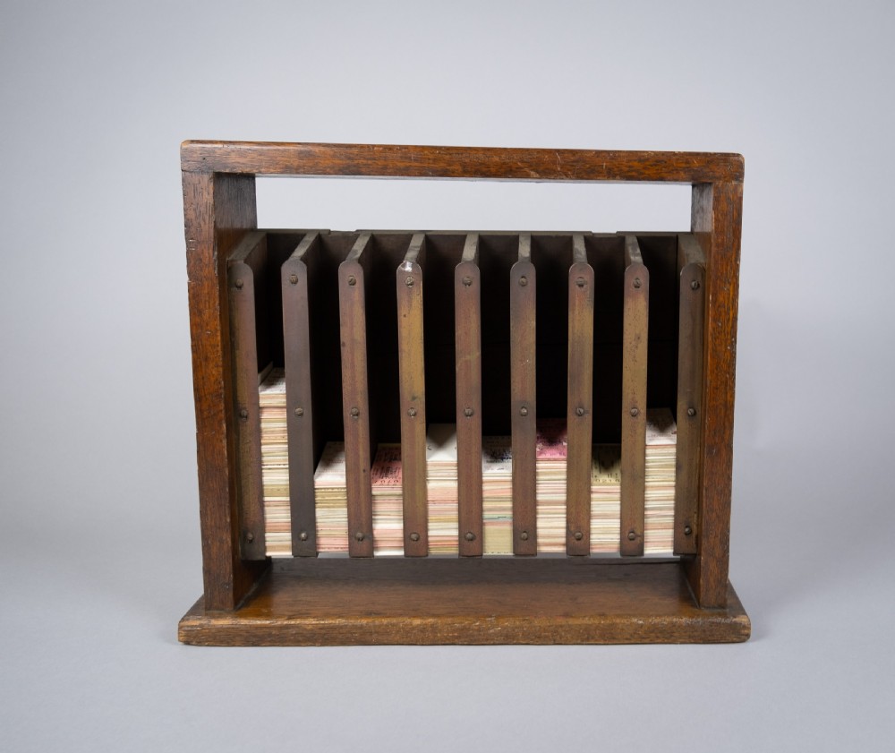 Vintage Oak Railway Train Ticket Cabinet With Original Train Tickets.