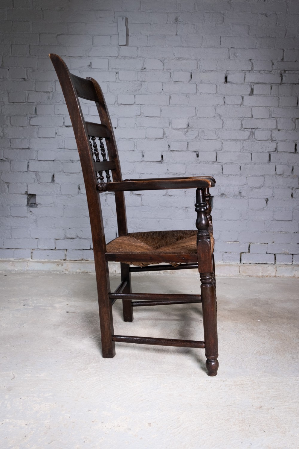 Early 19th Century North Country Elm & Oak Spindle Back Country Chair View III