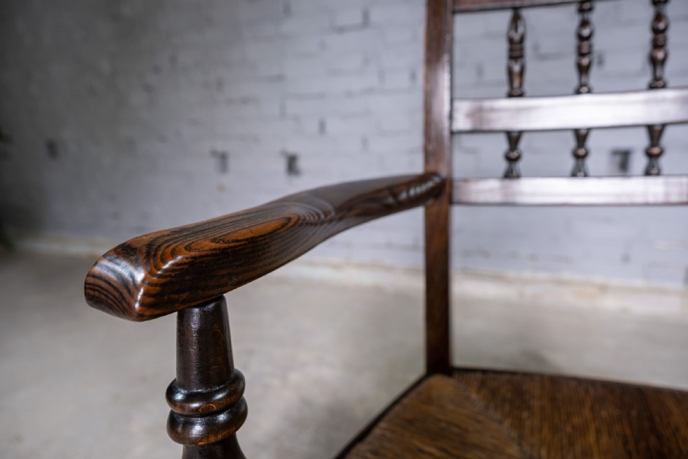 Early 19th Century North Country Elm & Oak Spindle Back Country Chair View VII
