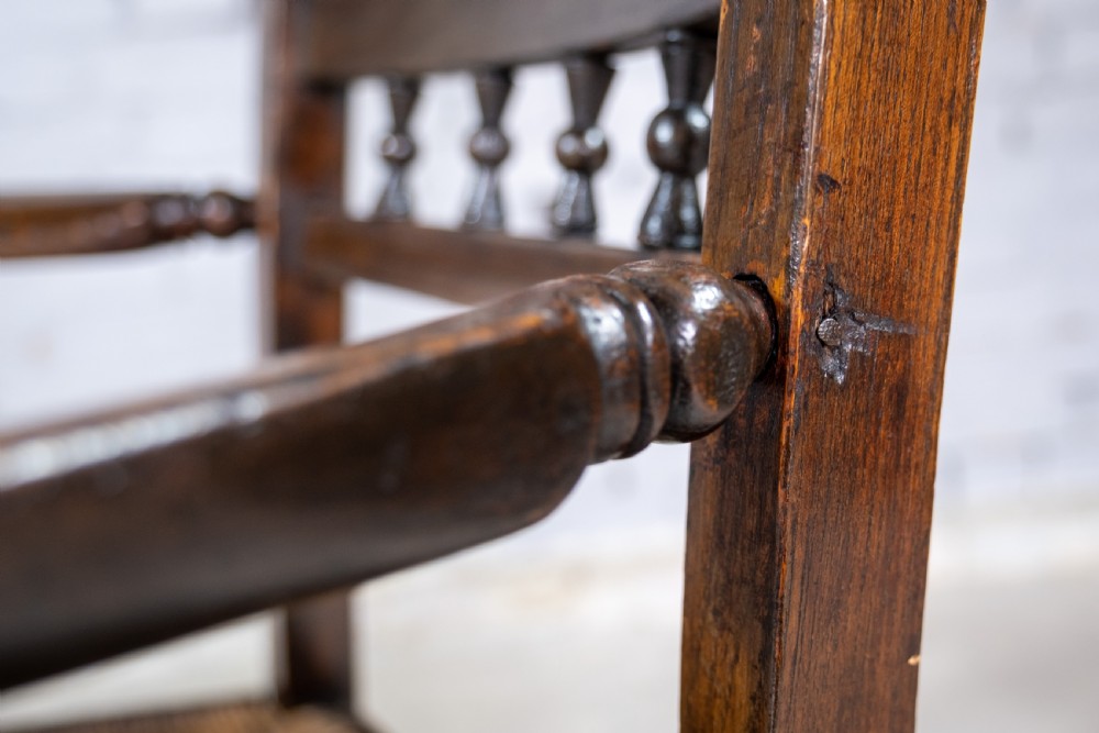 Early 19th Century North Country Elm & Oak Spindle Back Country Chair View IX