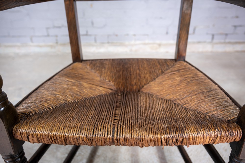 Early 19th Century North Country Elm & Oak Spindle Back Country Chair View X
