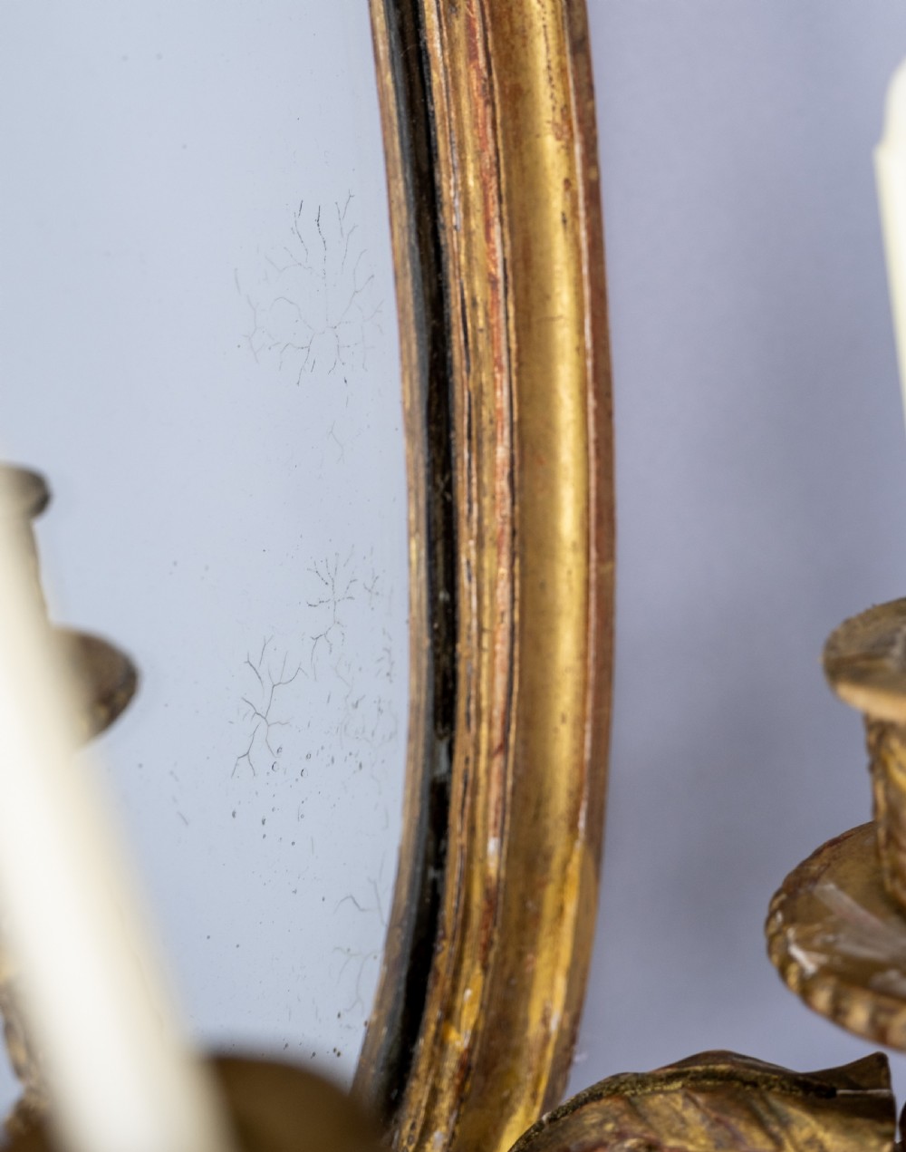 Pair Of Early 19th Century French Louis XVI Style Giltwood Girandole Oval Mirrors, View V