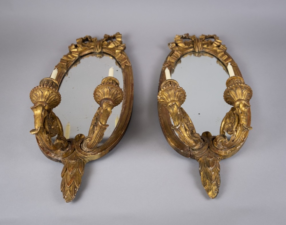 Pair Of Early 19th Century French Louis XVI Style Giltwood Girandole Oval Mirrors, View VIII