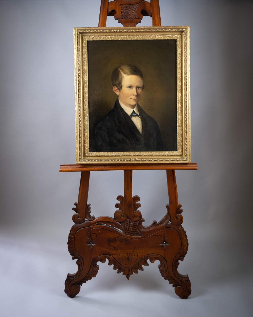 Large 19th Century Portrait Of A Boy. Oil On Canvas, English School. View II