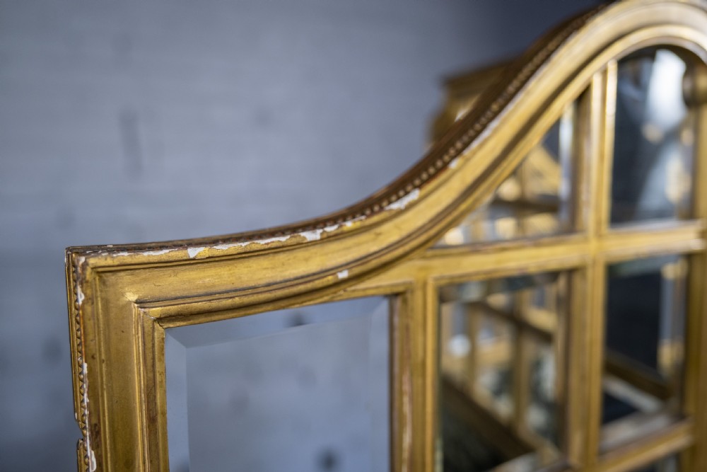 19th Century Giltwood & Bevelled Glass Three Leaf Folding Screen. View VI