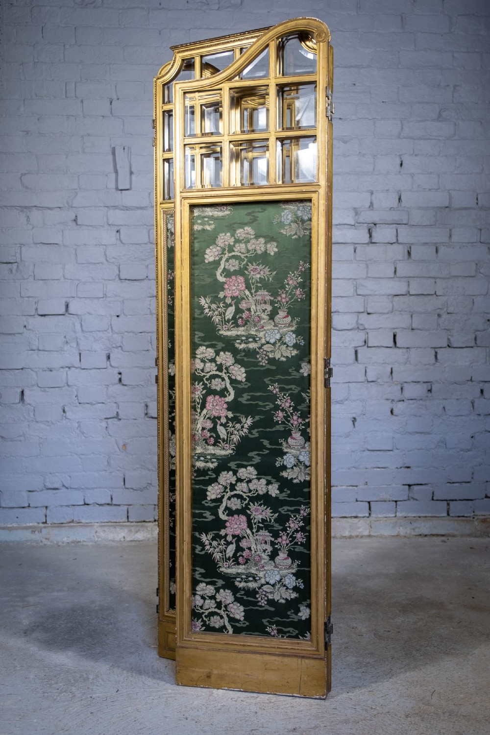 19th Century Giltwood & Bevelled Glass Three Leaf Folding Screen. View X