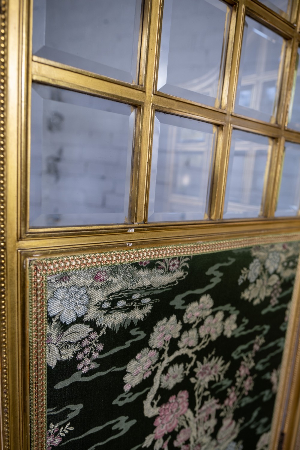 19th Century Giltwood & Bevelled Glass Three Leaf Folding Screen. View XI