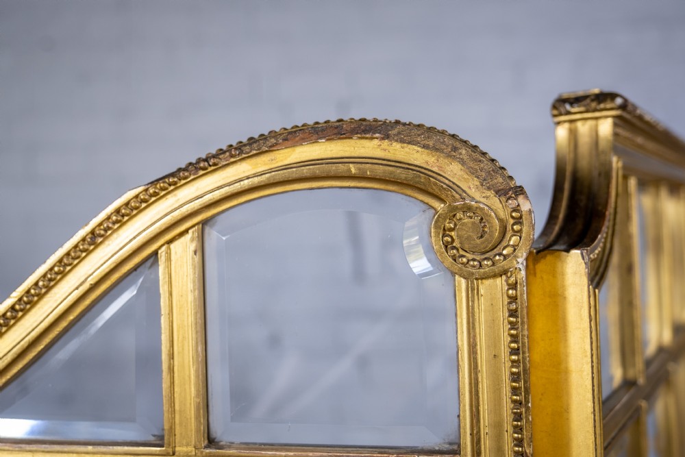 19th Century Giltwood & Bevelled Glass Three Leaf Folding Screen. View XII