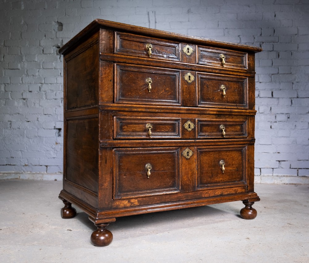 Charles II English Oak Chest Of Drawers, c.1680. View X
