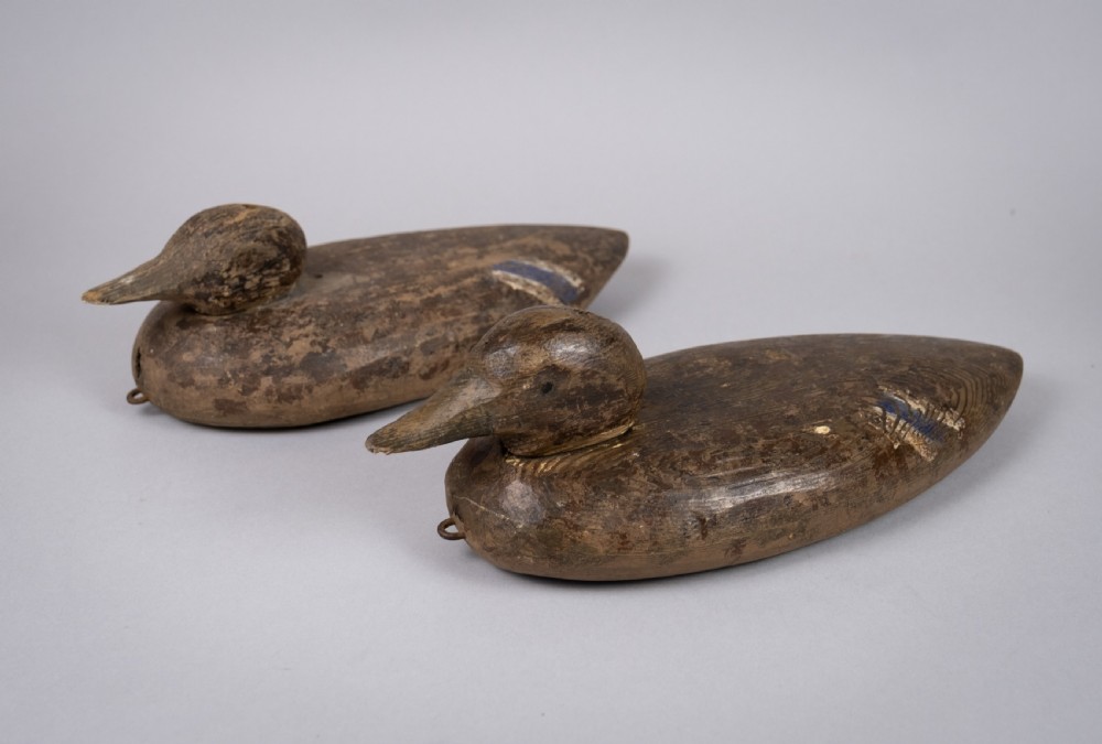 Pair of 19th Century Wooden Painted Decoy Ducks