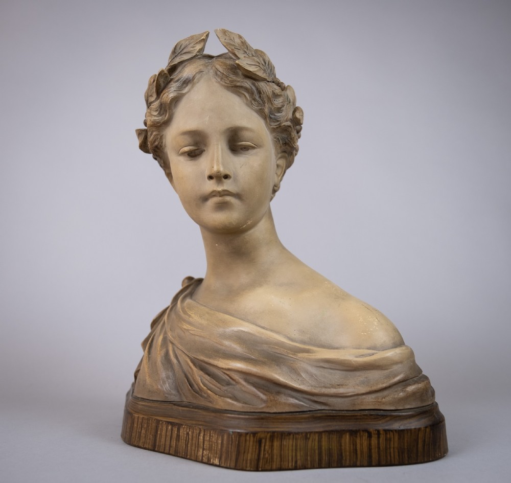 Auguste Henri Carli (1868-1930) Renaissance Clay Bust Of A Female, c.1920.