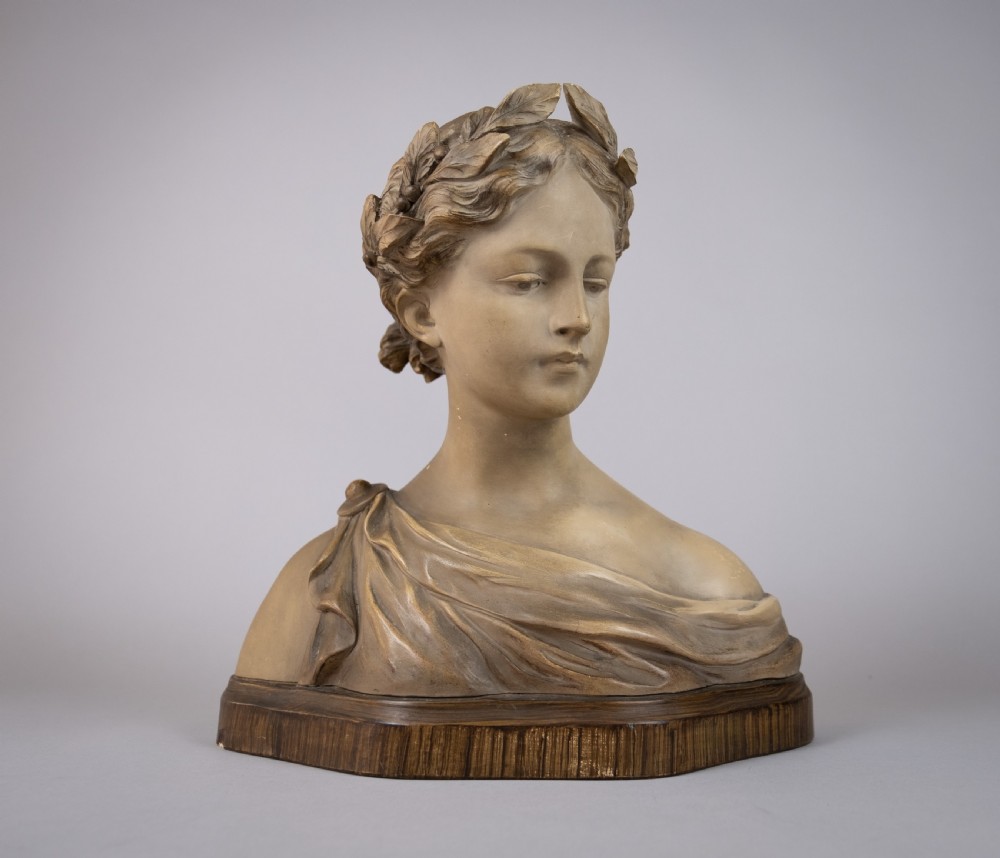 Auguste Henri Carli (1868-1930) Renaissance Clay Bust Of A Female, c.1920. View II