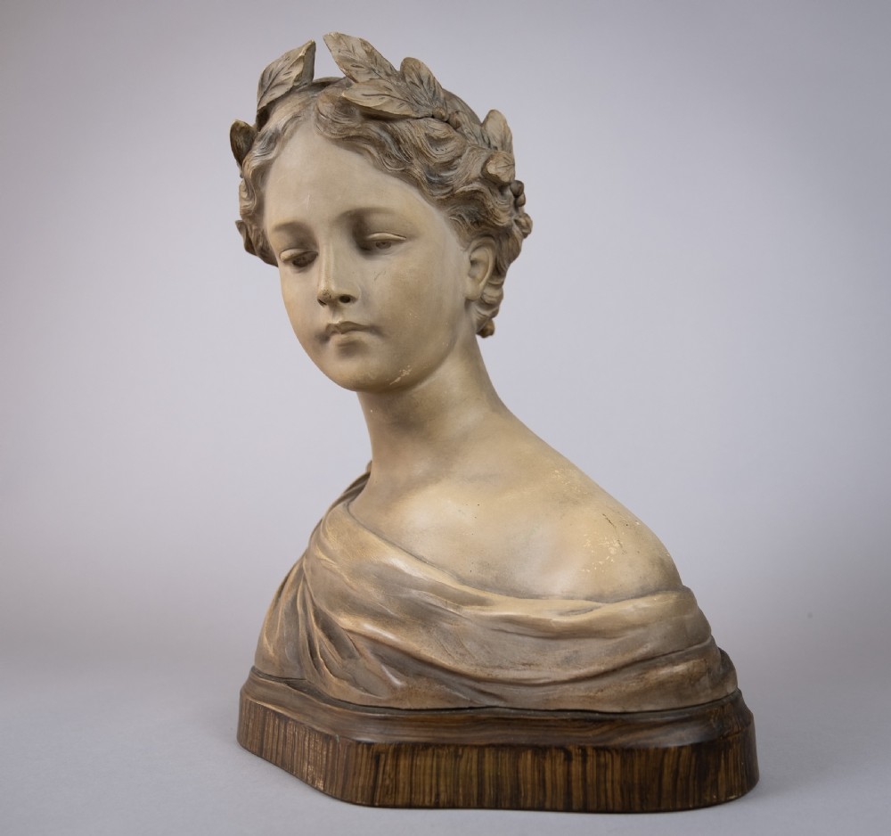 Auguste Henri Carli (1868-1930) Renaissance Clay Bust Of A Female, c.1920. View VII