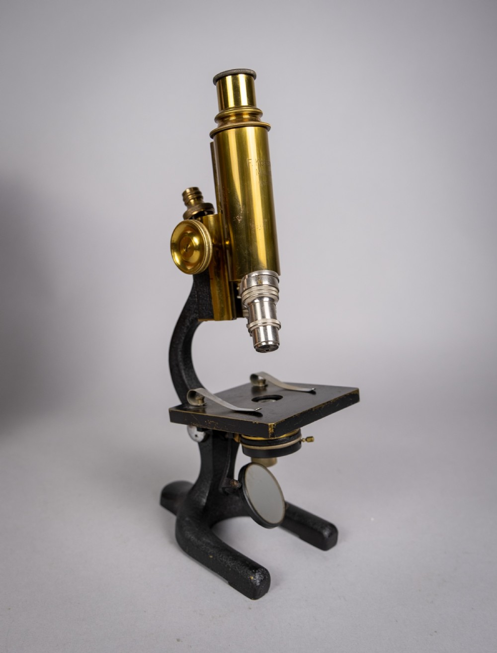 F. Koristka Milano Monocular Microscope (No. 30671) With Slides, Mahogany Case & Key, c.1920. View VII