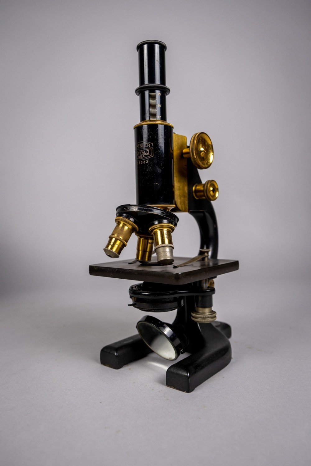 Spencer, Buffalo, USA Monocular Microscope With Lenses & Fitted Case, c.1920s. View II
