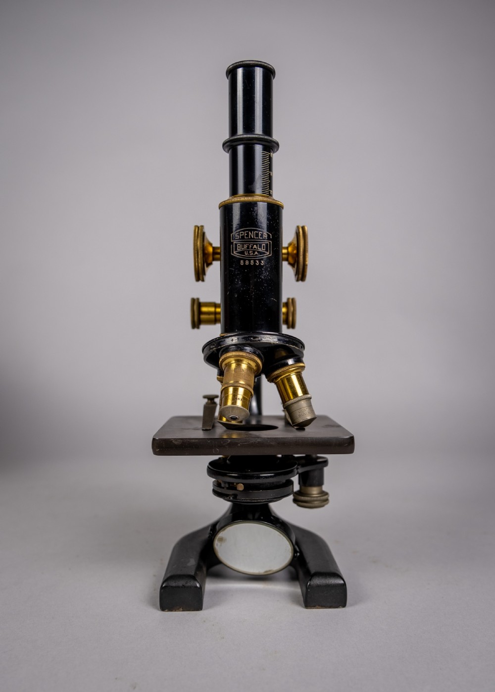 Spencer, Buffalo, USA Monocular Microscope With Lenses & Fitted Case, c.1920s. View III
