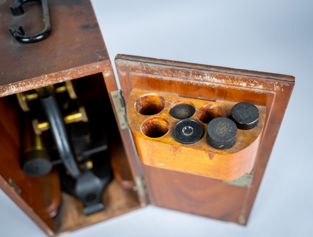 Spencer, Buffalo, USA Monocular Microscope With Lenses & Fitted Case, c.1920s. View X
