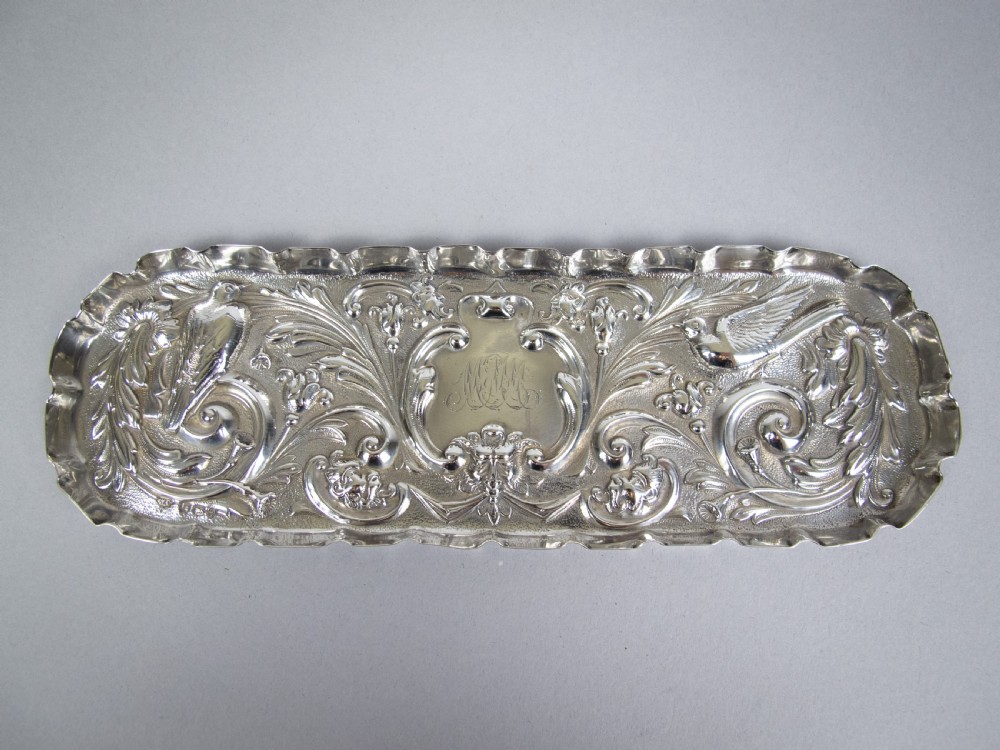 Ornate Sterling Silver Pin Tray by William Comyns & Sons, London, 1894.
