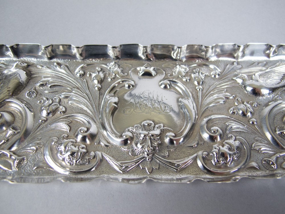 Ornate Sterling Silver Pin Tray by William Comyns & Sons, London, 1894. View III
