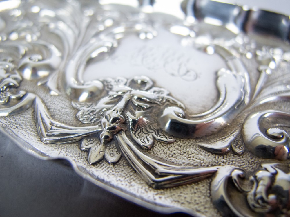 Ornate Sterling Silver Pin Tray by William Comyns & Sons, London, 1894. View VI