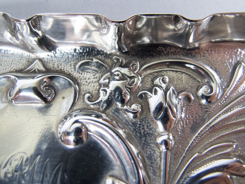 Ornate Sterling Silver Pin Tray by William Comyns & Sons, London, 1894. View VII