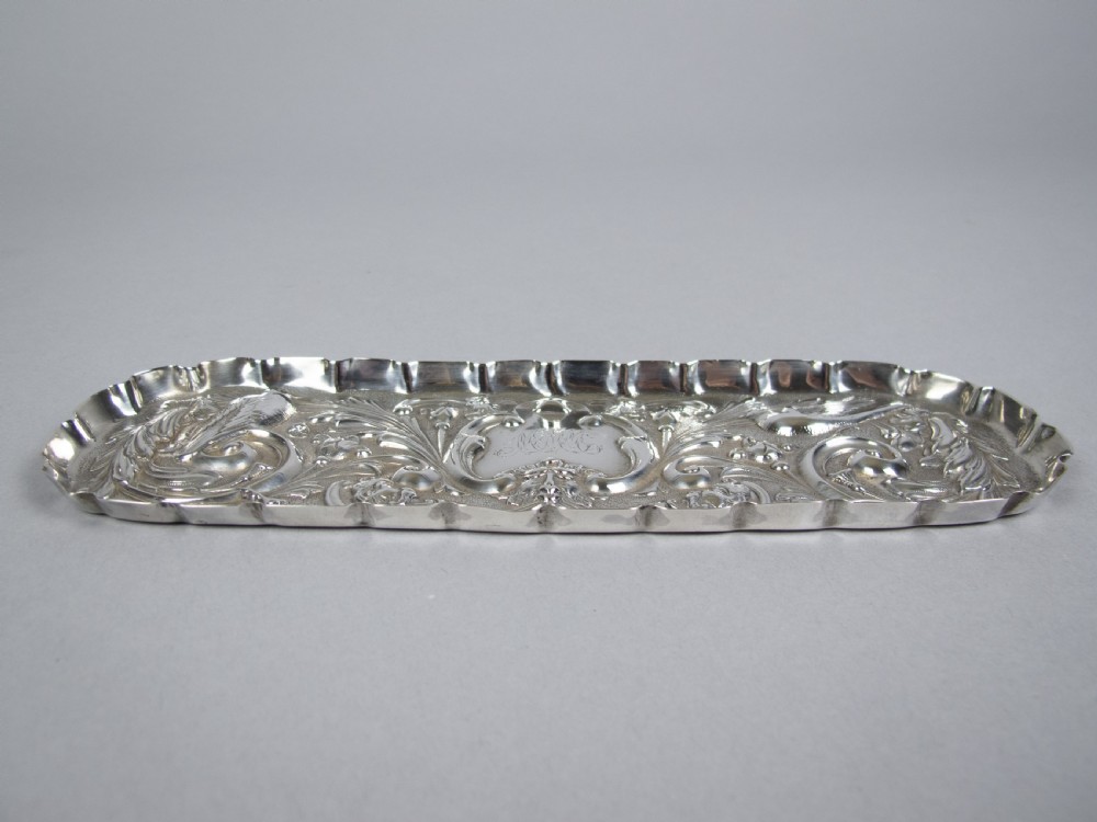 Ornate Sterling Silver Pin Tray by William Comyns & Sons, London, 1894. View IX