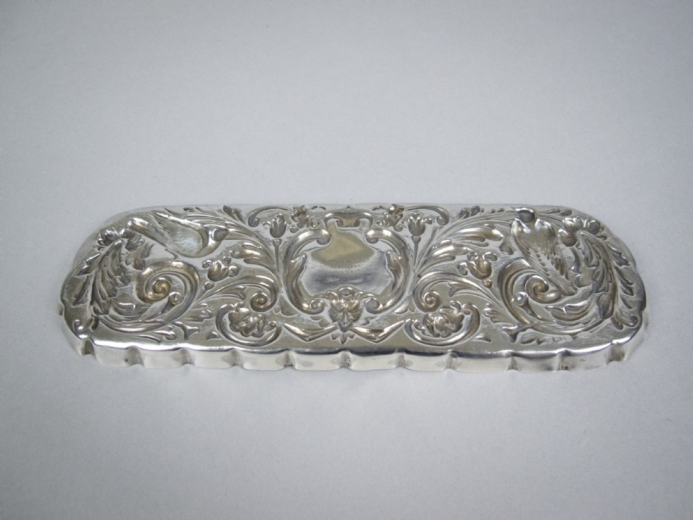 Ornate Sterling Silver Pin Tray by William Comyns & Sons, London, 1894. View XI