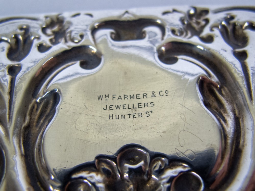 Ornate Sterling Silver Pin Tray by William Comyns & Sons, London, 1894. View XII