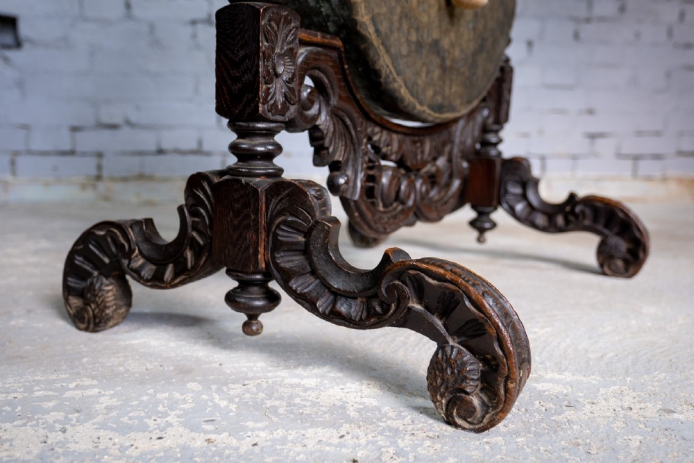 Large 19th Century Carved Oak and Brass Dinner Gong View IV